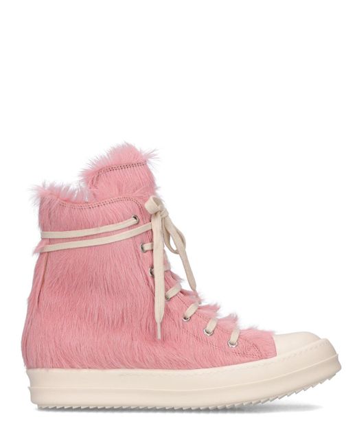 Rick Owens Pink 20mm Hohe Sneakers Aus Leder "dirty"