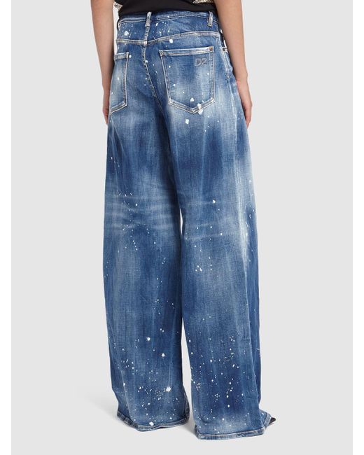 DSquared² Blue Traveller Painted Wide Jeans