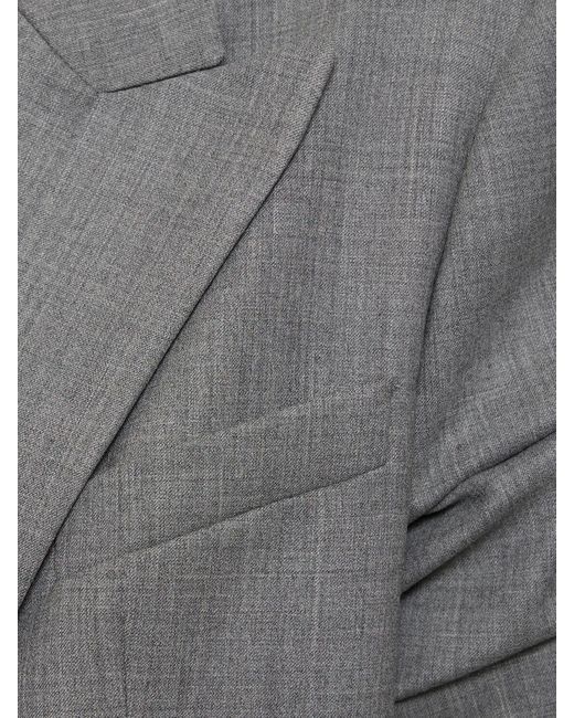 Michael Kors Gray Single Breasted Gathered Wool Jacket