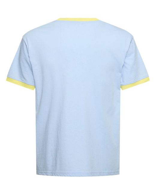 Bluemarble Blue Printed Cotton Blend Jersey T-shirt for men