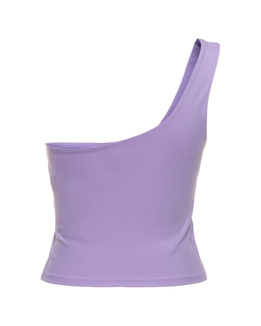 Tank top monospalla bianca stretch di GIRLFRIEND COLLECTIVE in Purple