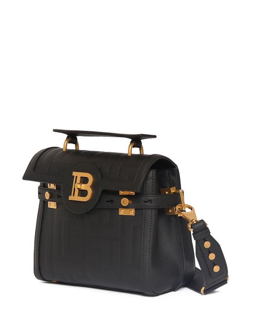 Balmain Black Bbuzz 23 Monogram Grained Leather Bag