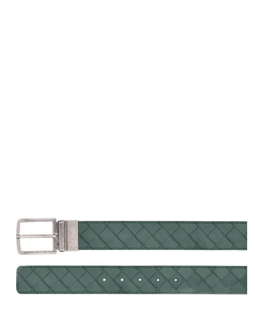 Bottega Veneta Green 3.5cm Intrecciato Reversible Belt for men