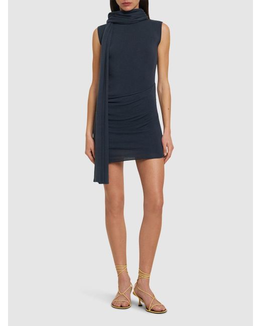 Mujer Vestido Corto De Punto Seda Viscosa AYA MUSE de color Blue