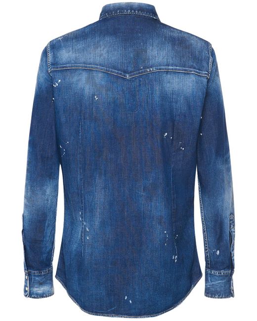 Camicia fashion western in denim di DSquared² in Blue da Uomo