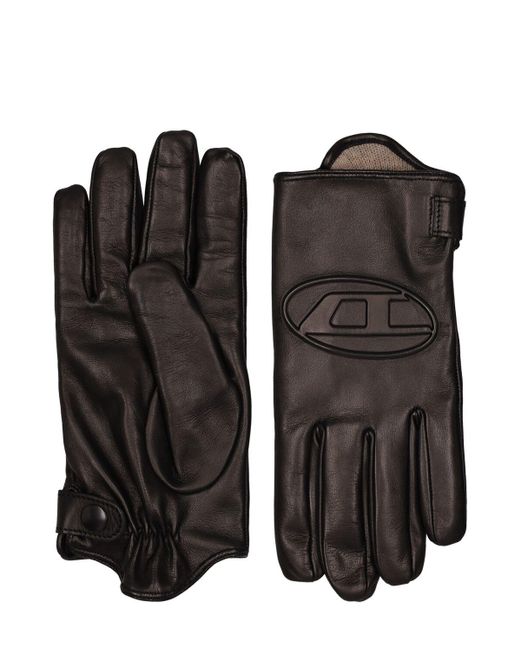 Guanti oval-d in nappa morbida di DIESEL in Black da Uomo