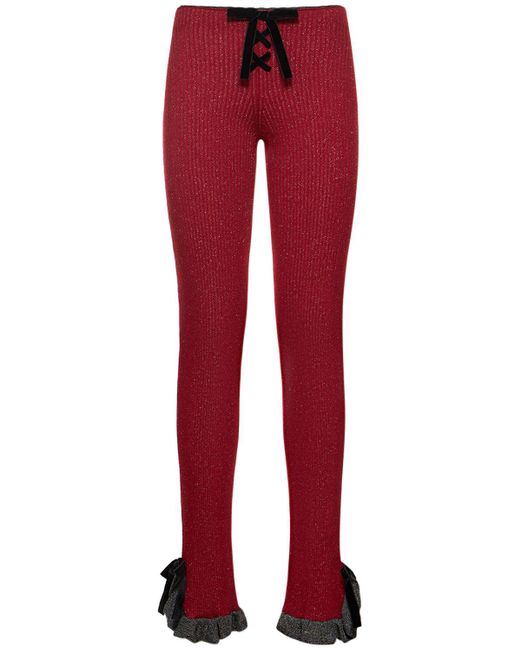 Cormio Red Alice Knit Pants W/ Ruffles