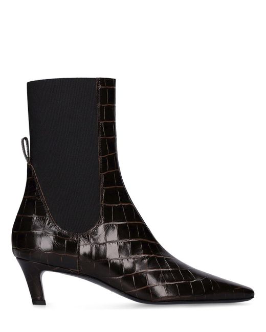 Totême 50mm Croc Embossed Leather Ankle Boots in Black | Lyst