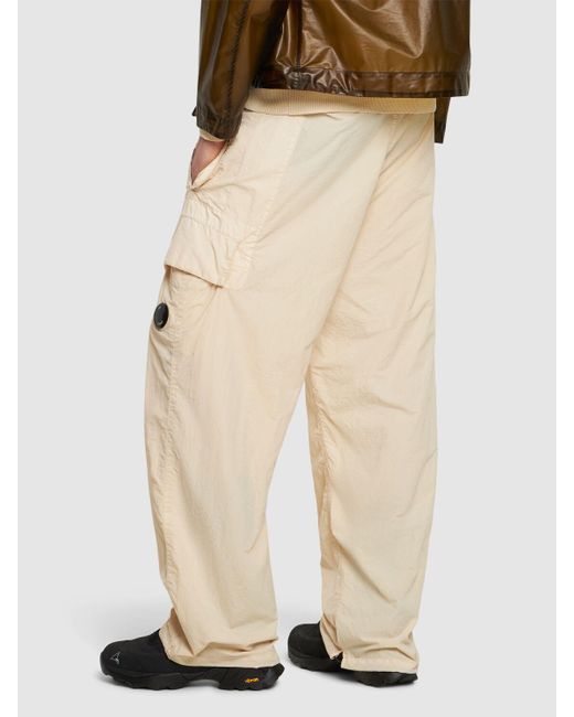 C P Company Natural Flatt Nylon Oversized Cargo Pants for men