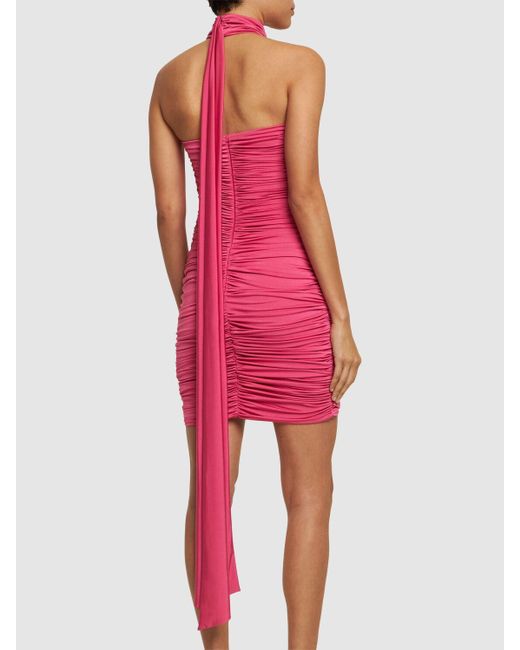 Vestido corto de satén drapeado GIUSEPPE DI MORABITO de color Pink