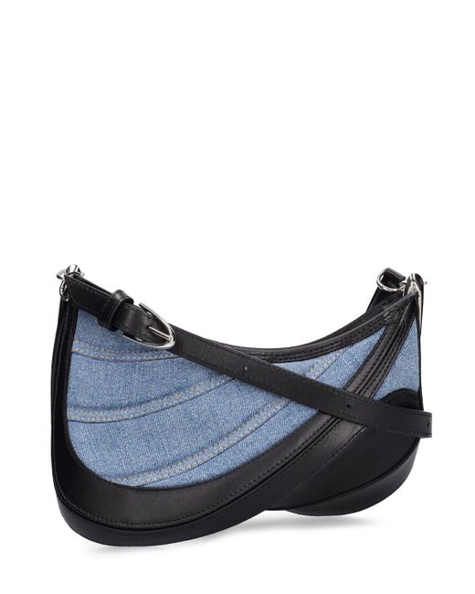 Mugler Blue Spiral Curve Leather & Denim Bag