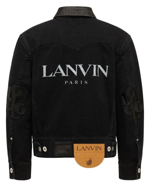 GALLERY DEPT X LANVIN Black Classic Denim Jacket W/ Leather Details for men