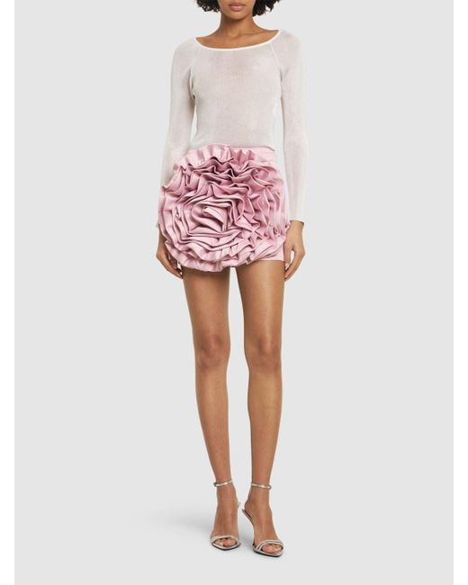 ROTATE BIRGER CHRISTENSEN Pink Tula Big Flower Satin Mini Skirt