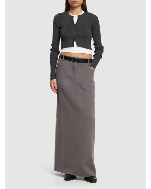 Frankie Shop Gray Malvo Wool Long Pencil Skirt