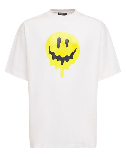 T-shirt En Coton Imprimé Smiley Balenciaga pour homme en coloris White