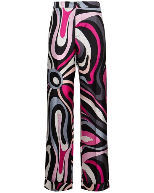 Emilio Pucci プリントシルクツイル ワイドパンツ White