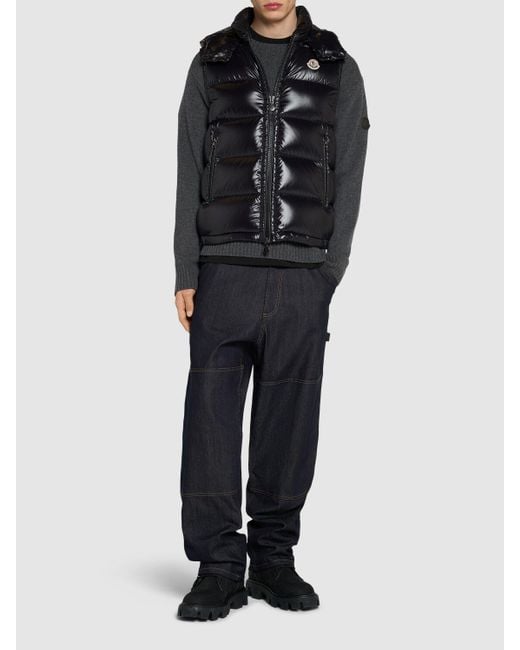 Moncler Black Bormes Hooded Nylon Down Vest for men