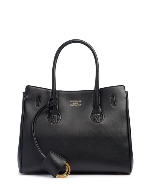 Balenciaga ミニ Hampton レザートップハンドルバッグ ブラック