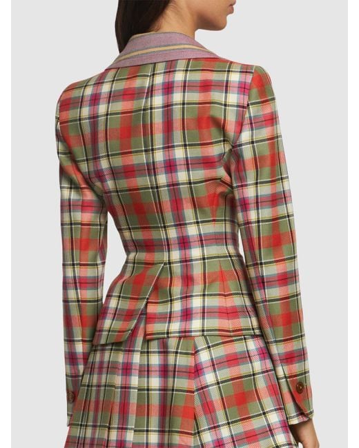 Vivienne Westwood Drunken Wool Tartan Jacket in Brown | Lyst UK