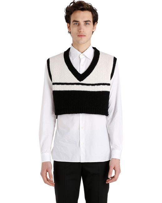 Raf Simons Multicolor Oversized Cropped Wool Sweater Vest for men