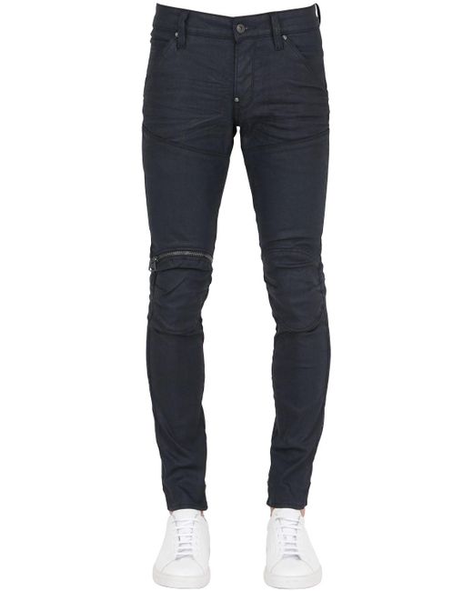 G-star raw 16cm 5620 3d Zip Super Slim Waxed Jeans in Black for Men | Lyst