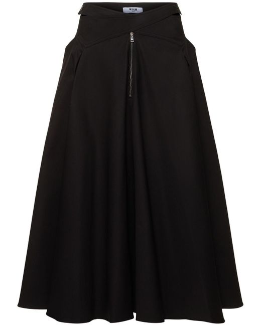 MSGM Black Midirock Aus Stretch-baumwolle
