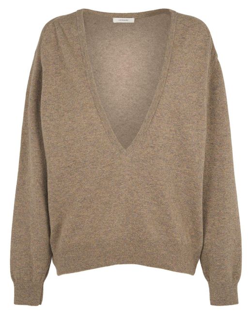 Suéter de lana con cuello en v Lemaire de color Brown