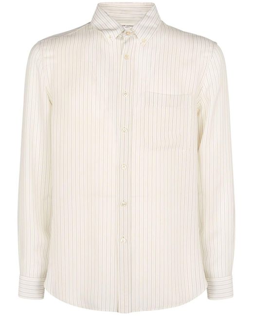 Saint Laurent Natural Cassandre Silk Shirt for men