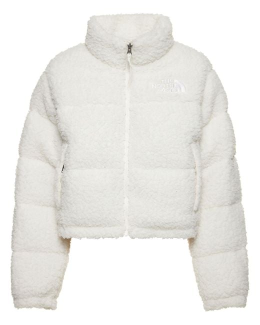 The North Face Nuptse Faux Sherpa Down Jacket in White | Lyst Australia
