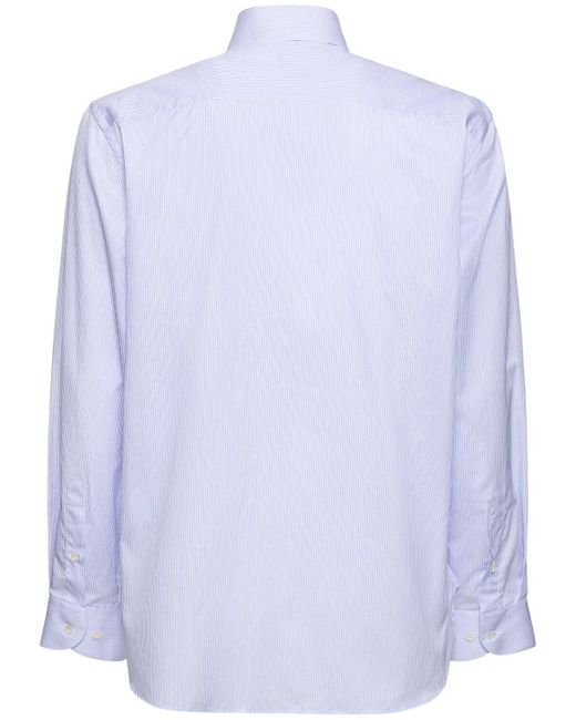 Giorgio Armani Gestreiftes Baumwollhemd in Blue für Herren