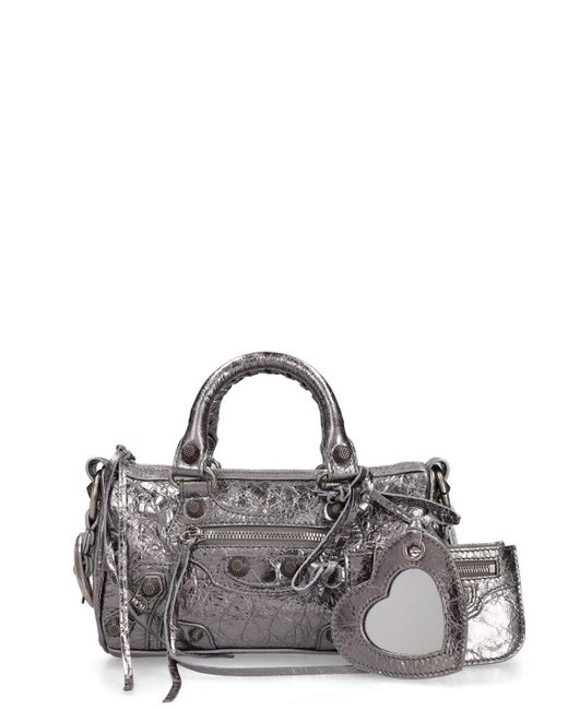 Bolso mini duffle le cagole de piel Balenciaga de color Metallic