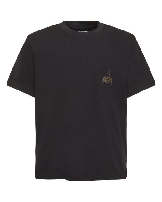 Roa Black Cotton Crewneck T-shirt for men