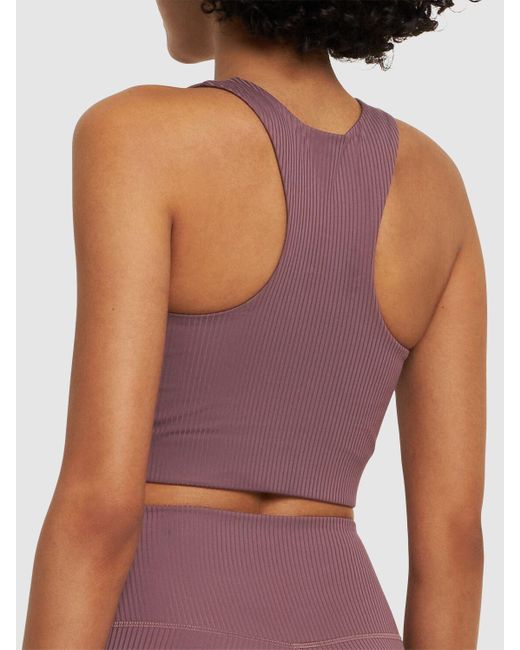 GIRLFRIEND COLLECTIVE Purple Dylan Ribbed Stretch Tech Bra Top