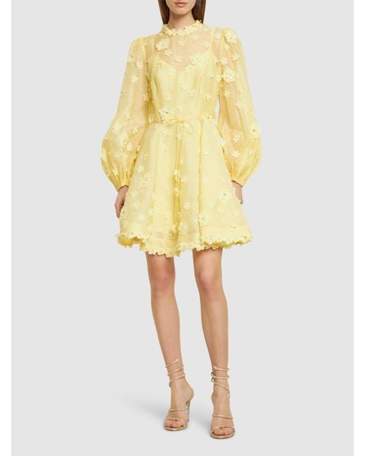 Zimmermann Yellow Matchmaker Lift Off Linen Mini Dress