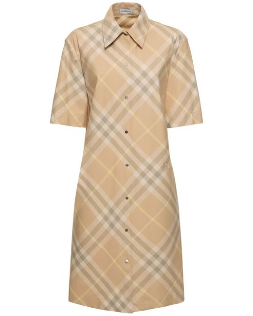 Burberry Natural Check Cotton Jersey Mini Shirt Dress