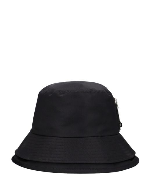 Sacai Black Double Brim Nylon Twill Bucket Hat for men