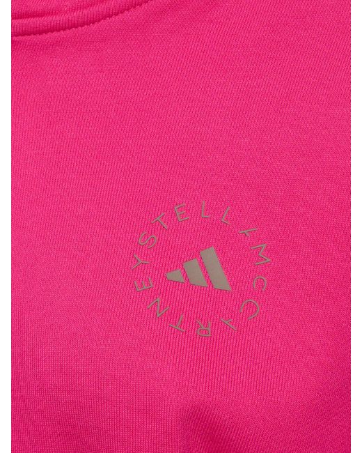 Adidas By Stella McCartney Pink Kurzer Hoodie Mit Durchgehendem Reißverschluss