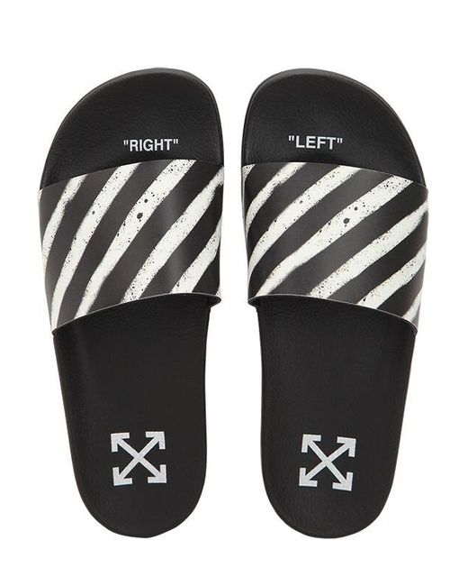 Off-White c/o Virgil Abloh Black Spray Stripes Slide Sandals for men