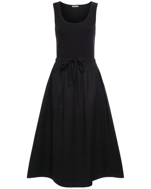 Moncler Black Cotton Blend Midi Dress