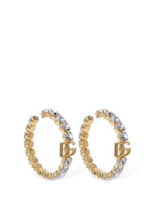 Dolce & Gabbana Metallic Dg Diva Crystal Hoop Earrings