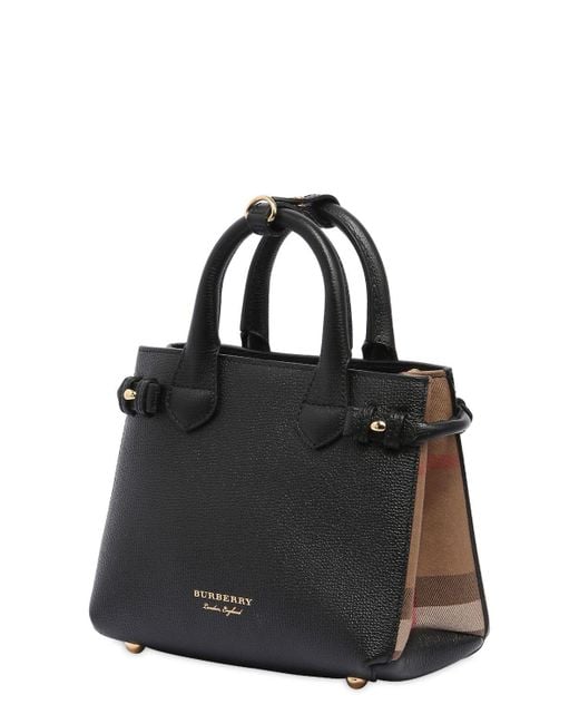 Burberry Black Baby Banner Leather & House Check Bag