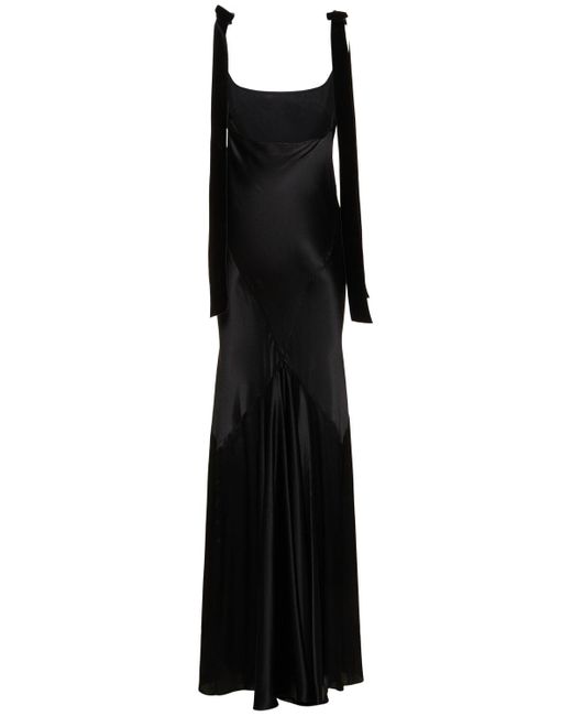 Nina Ricci Black Flared Satin Long Dress