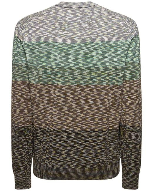 Missoni Gray Striped Cotton Knit Sweater for men
