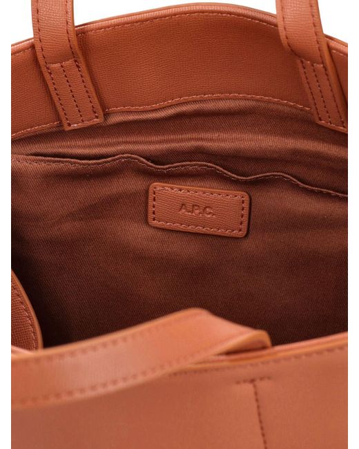 A.P.C. Brown Small Cabas Market Leather Bag