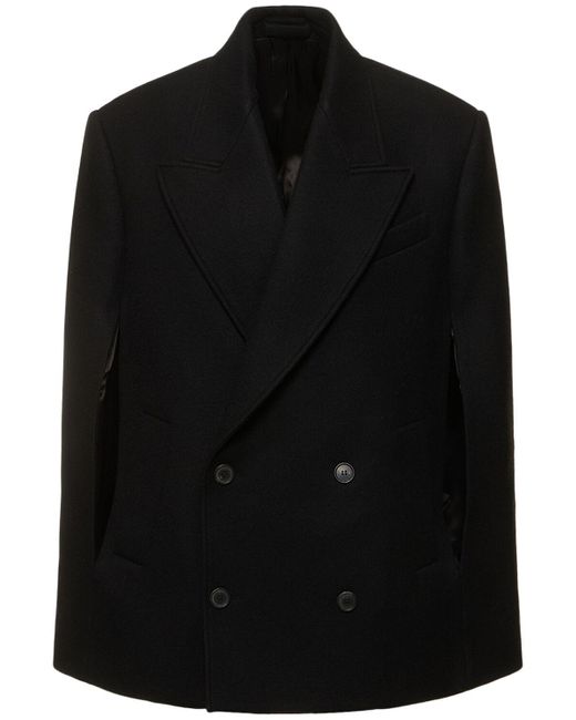 Wardrobe NYC Black Double Breasted Cropped Wool Cape