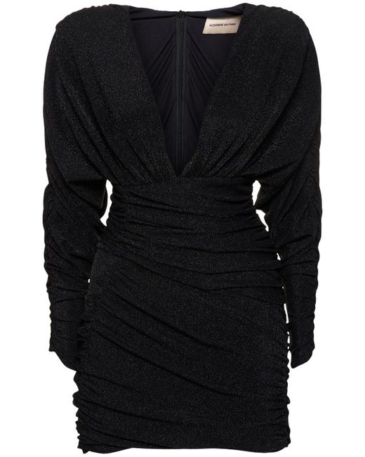 Alexandre Vauthier Black Draped Lurex Jersey Mini Dress