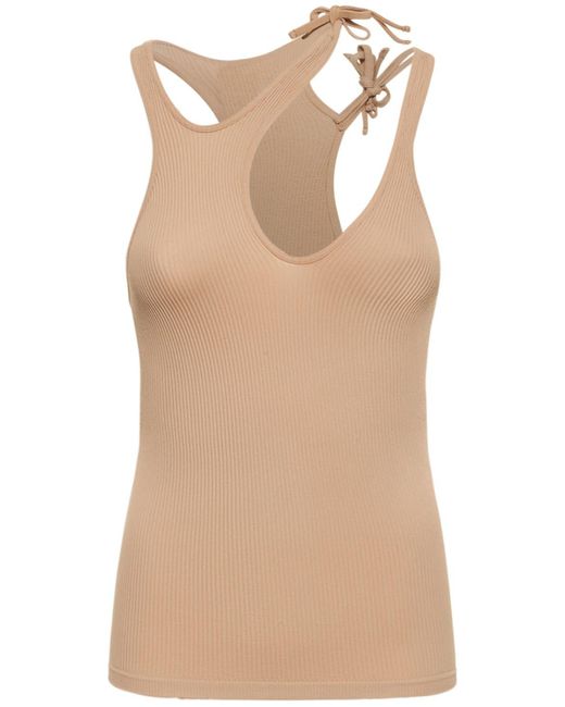 ANDREADAMO Natural Ribbed Jersey Top W/ Double Straps