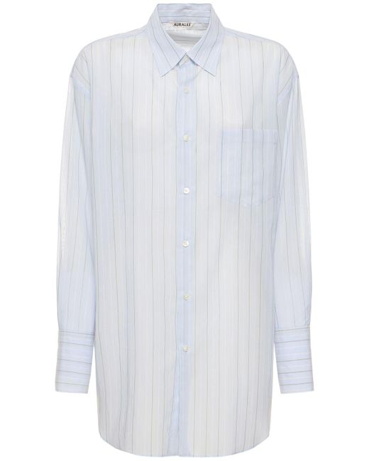 Auralee White Striped Organza Cotton Shirt