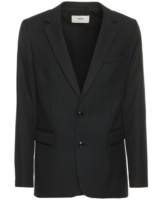 AMI Wool Gabardine Jacket in Black for Men | Lyst UK