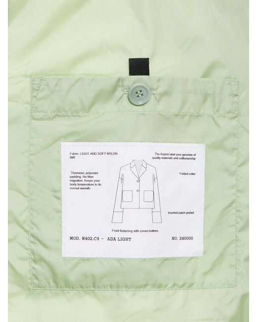Veste en nylon à boutonnage simple vert the Aspesi en coloris Green